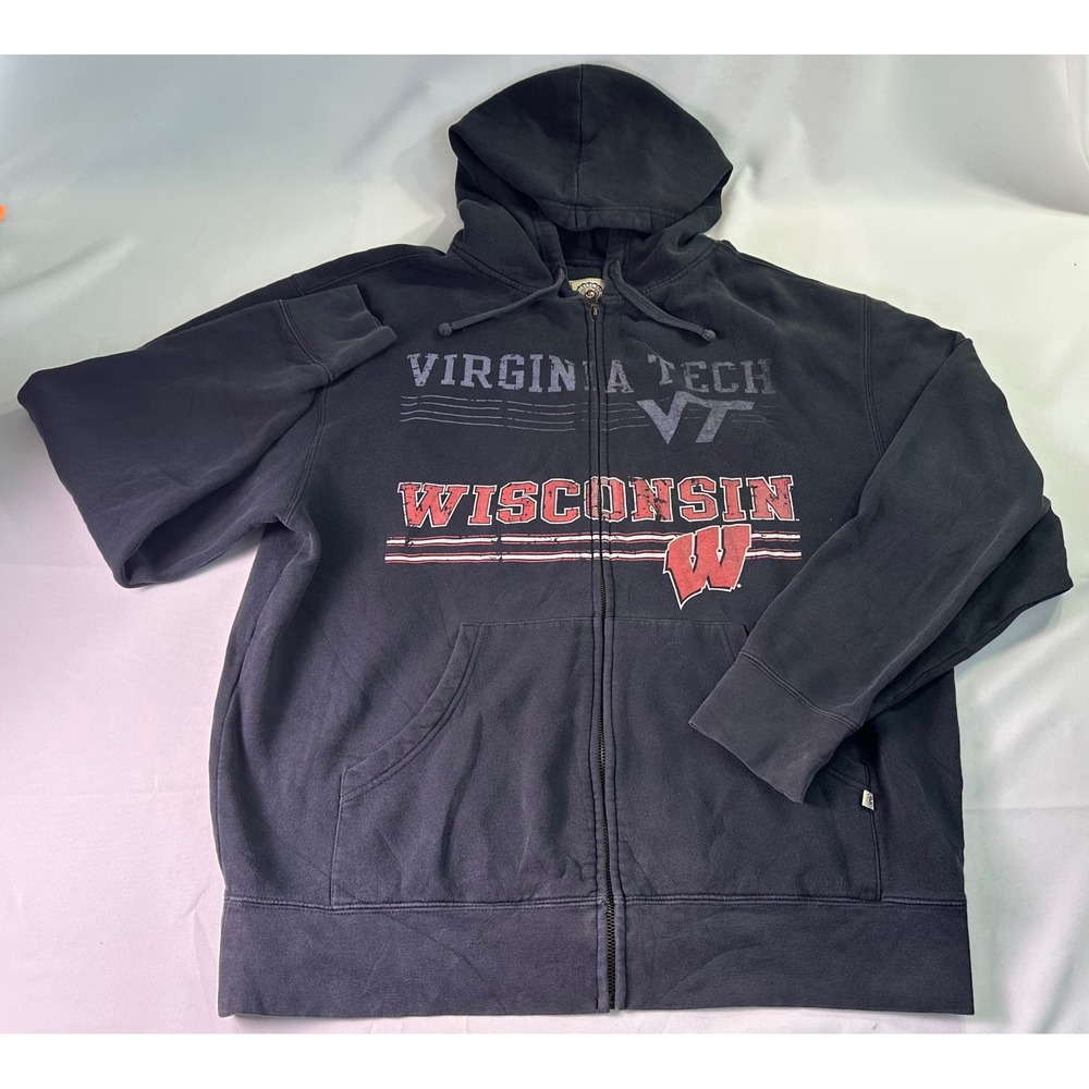 JOY DIVISION Unknown Pleasures MASHUP Hoodie L VT Virginia Tech Wisconsin Zip